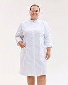 Медичний халат жіночий Валенсія білий з м'ятною прострочкою +SIZE