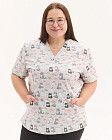 Медична сорочка жіноча Топаз принт Cats NEW +SIZE