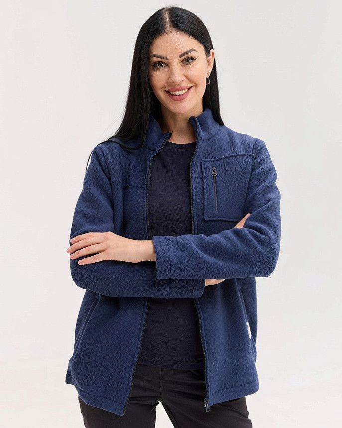 Медицинская кофта женская флисовая Финляндия синяя 2 Белый халат Медицинская кофта женская флисовая Финляндия синяя 2