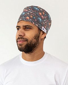 Медична класична шапочка на зав'язках з принтом Virus