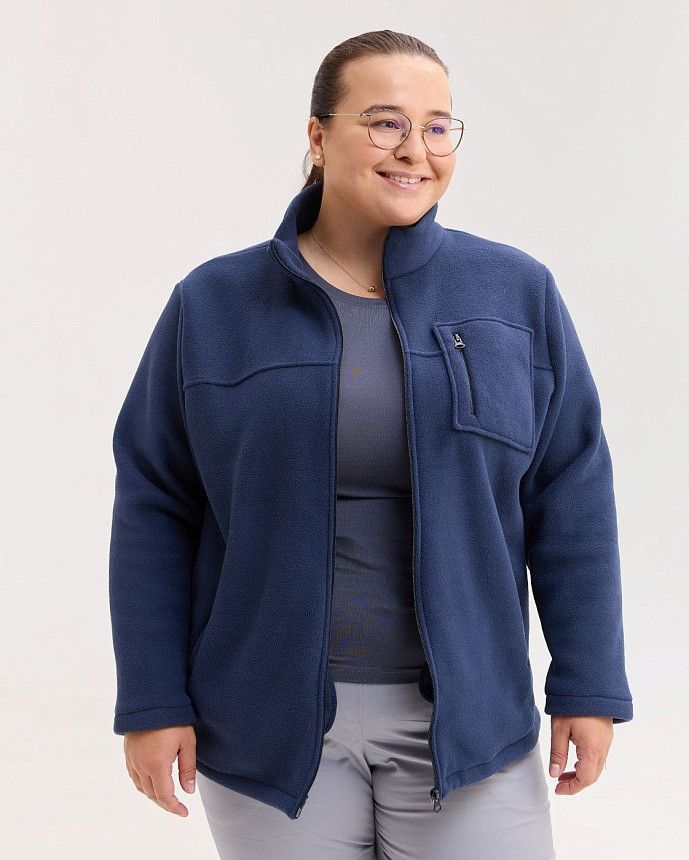 Медицинская кофта женская флисовая Финляндия синяя +SIZE 2 Белый халат Медицинская кофта женская флисовая Финляндия синяя +SIZE 2