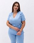 Медицинский костюм женский Рио голубой +SIZE (уценка/брак) 2
