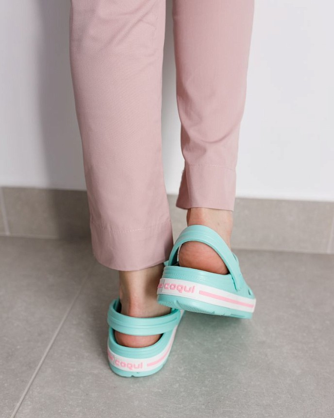 Взуття медичне жіноче Coqui Lindo м'ятний/білий (рожева смужка) 6