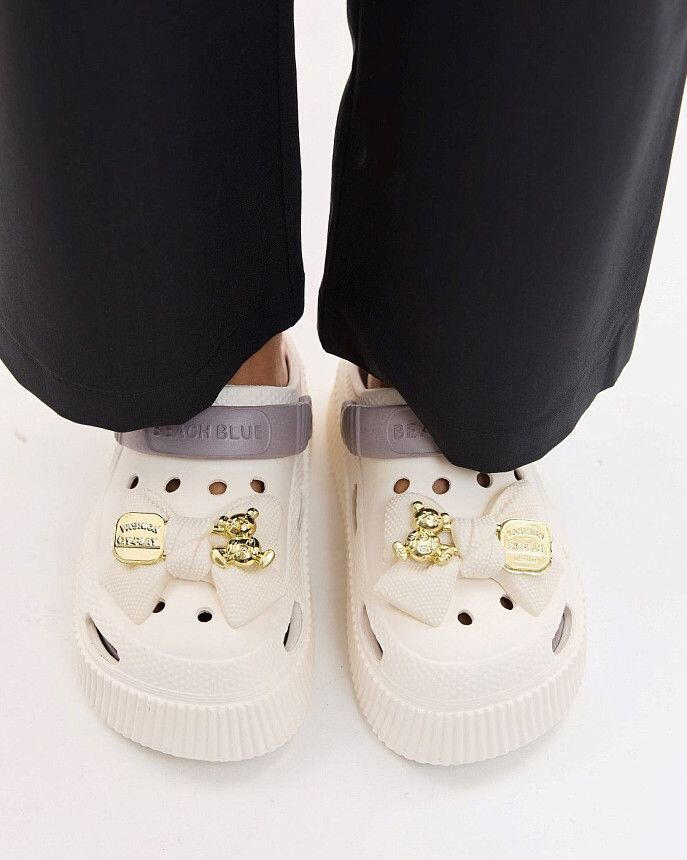 Медицинские женские кроксы на платформе Eva мокко with decor (уценка/брак)