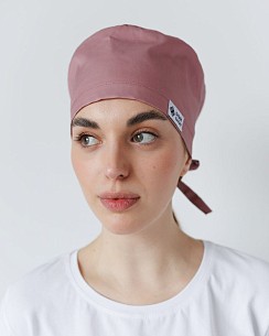 Медицинская классическая  шапочка на завязках пепельно-розовая