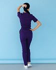 Медицинский комбинезон женский Даллас фиолетовый с белой строчкой 2