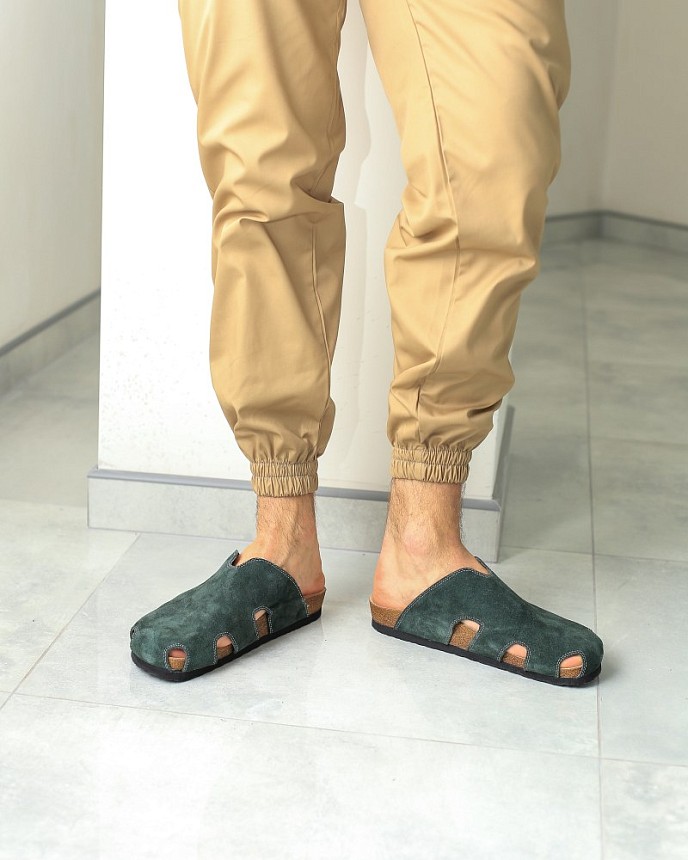 Обувь медицинская унисекс сабо ортопедические замшевые зеленые 6
