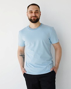 Медицинская базовая футболка мужская голубая