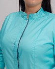 Медицинская рубашка женская Сакура мятный-серый +SIZE 3