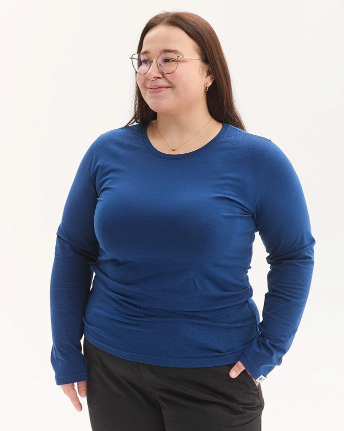 Медичний лонгслів жіночий синій +SIZE 2
