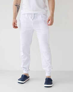 Медичні штани чоловічі джогери стрейч білі