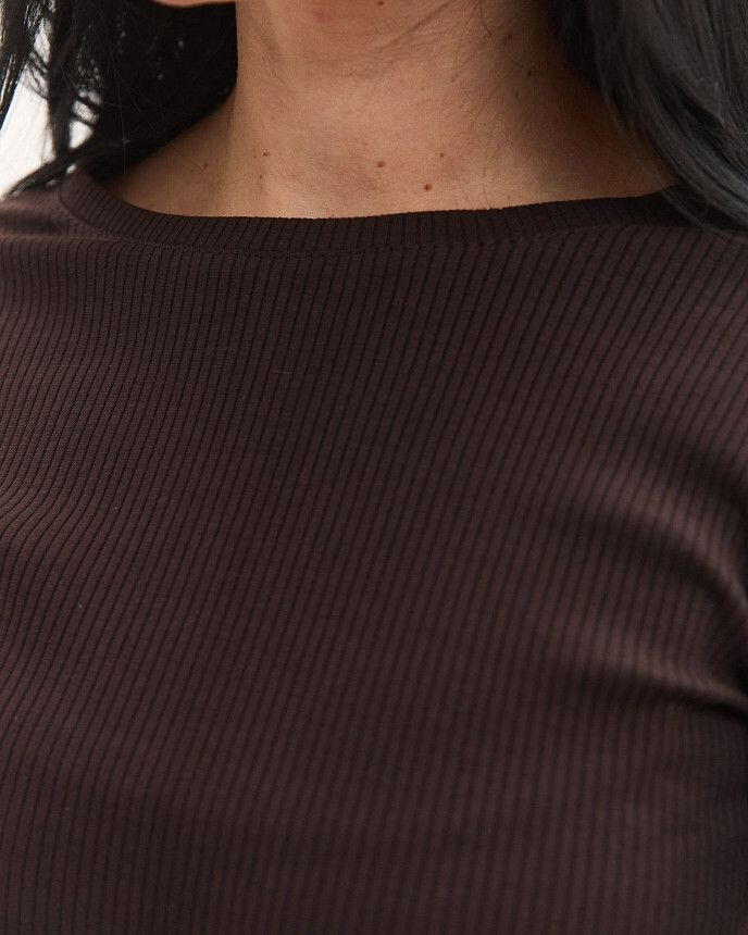 Медичний лонгслів в рубчик жіночий коричневий 3