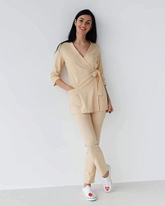Медичний костюм жіночий Шанхай бежевий (уцінка/брак)