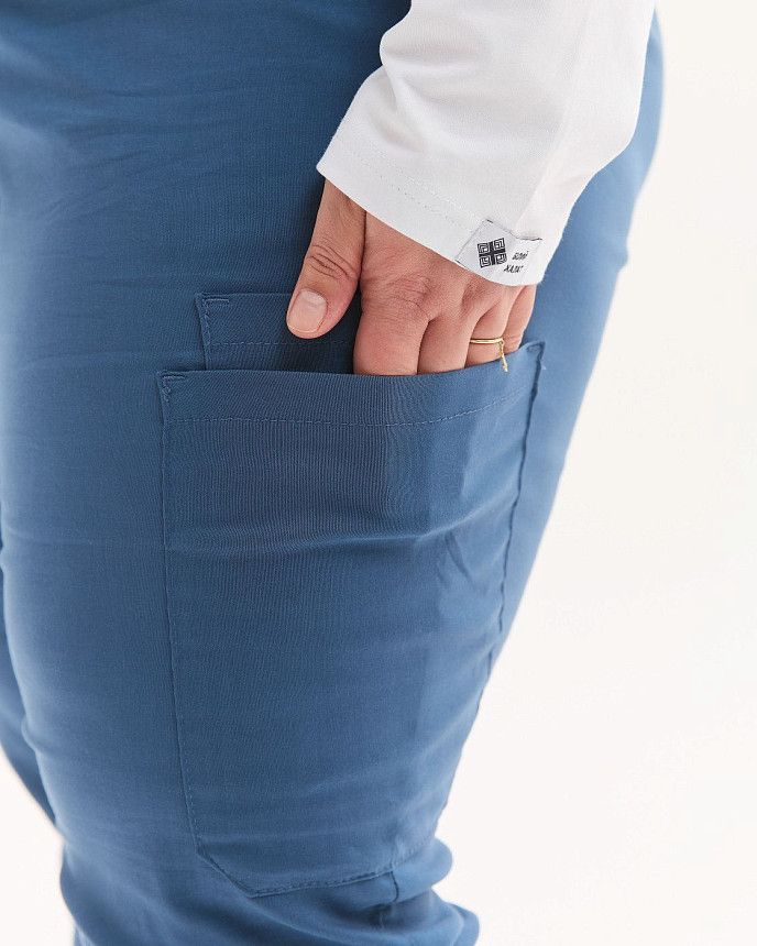 Медичні штани жіночі джогери стрейч сині +SIZE 6