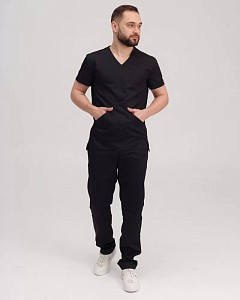Медицинский хирургический костюм мужской Милан черный