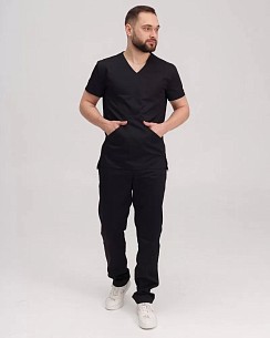 Медицинский хирургический костюм мужской Милан черный