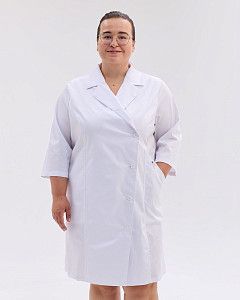 Медичний халат жіночий Прага білий +SIZE (уцінка/брак)