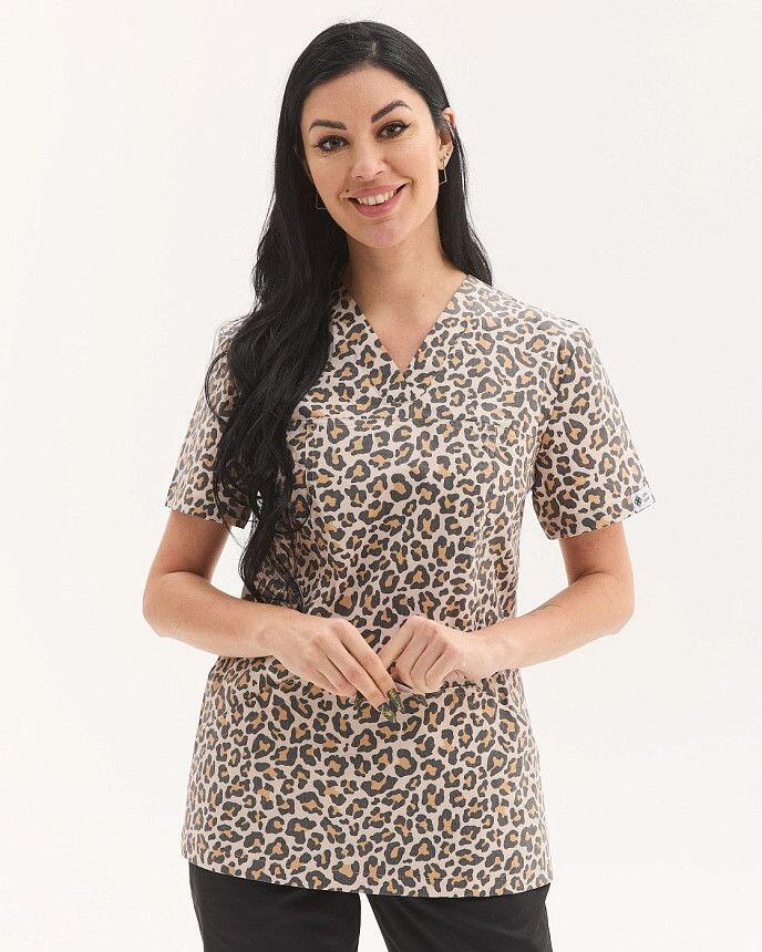 Медицинская рубашка женская Топаз принт Leopard NEW