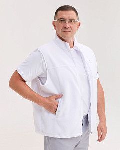 Медицинская жилетка мужская флисовая Говерла белая +SIZE