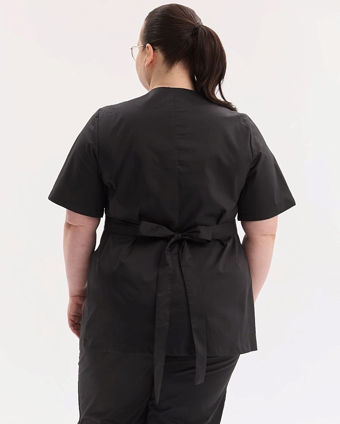Медицинская рубашка женская Киото черная  +SIZE 2