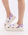 Медицинские женские кроксы на платформе Eva бело-лавандовые (уценка/брак) 4
