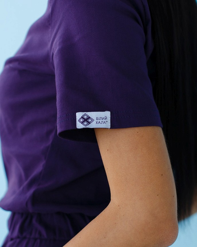 Медицинский комбинезон женский Даллас фиолетовый с белой строчкой 6