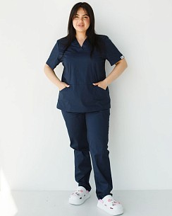 Медичний костюм жіночий Топаз темно-синій NEW +SIZE