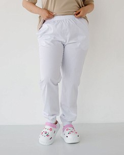Медицинские брюки женские джоггеры белые +SIZE