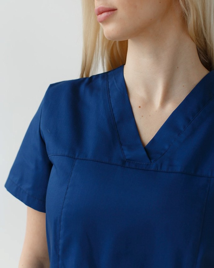 Медицинская рубашка женская Топаз синяя 3