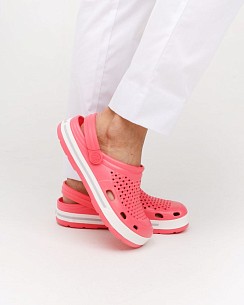 Взуття медичне Coqui Lindo рожевий/білий (сіра смужка)