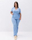 Медицинский костюм женский Рио голубой +SIZE (уценка/брак)