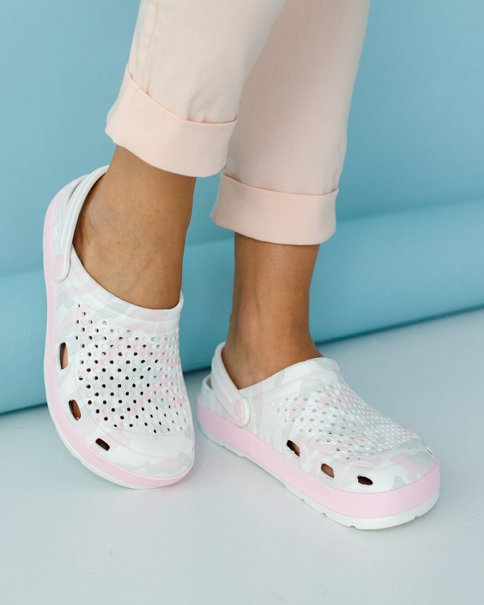 Обувь медицинская женская Coqui Lindo белый-розовый камуфляж 2