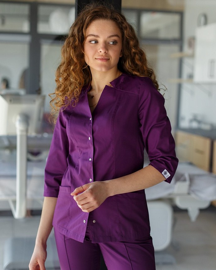 Медицинская рубашка женская Лотос фиолетовая 2