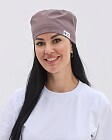 Медицинская классическая шапочка на завязках с резинкой какао (Elite Stretch)