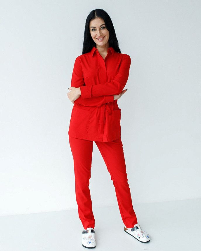 Медицинский костюм женский Монтана красный (уценка/брак)