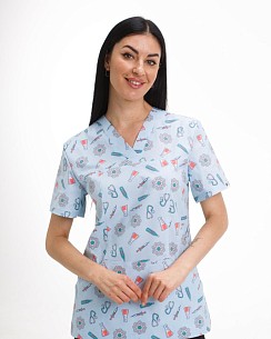 Медицинская рубашка женская Топаз принт Atom NEW