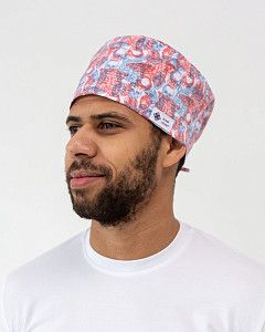 Медицинская классическая шапочка на завязках с принтом Skeleton