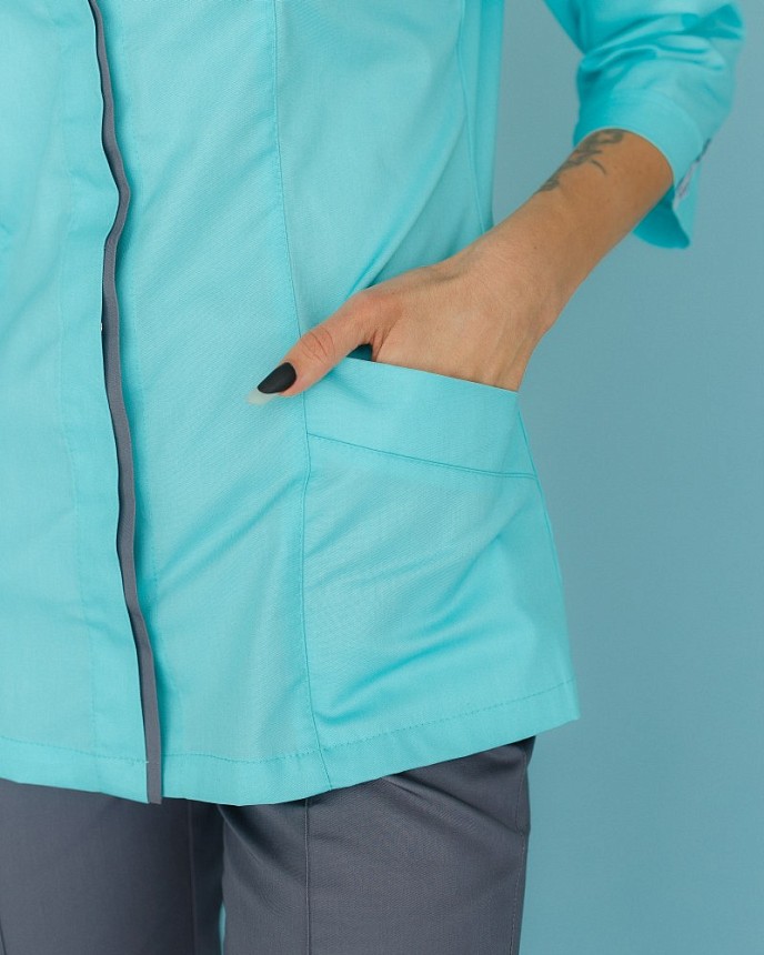 Медична сорочка жіноча Сакура м'ятно-сіра 4