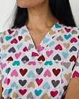 Медицинская женская рубашка Топаз принт Сердца серый 4