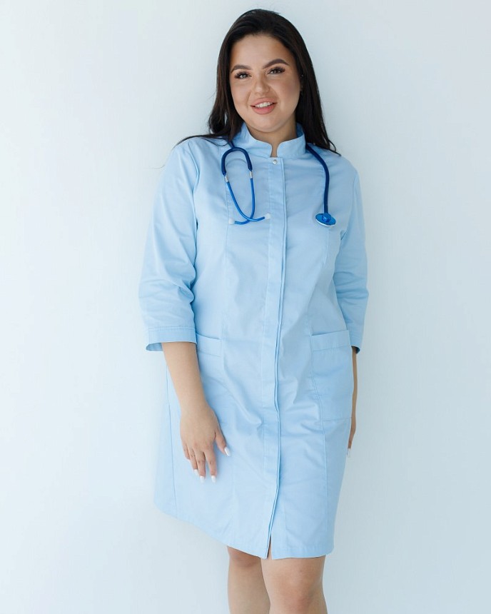 Медичний халат жіночий Сакура лазуровий +SIZE 2