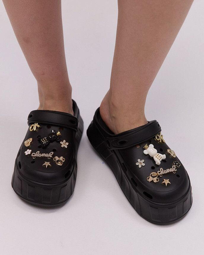 Медицинские женские клоги черные PS Mickey 2