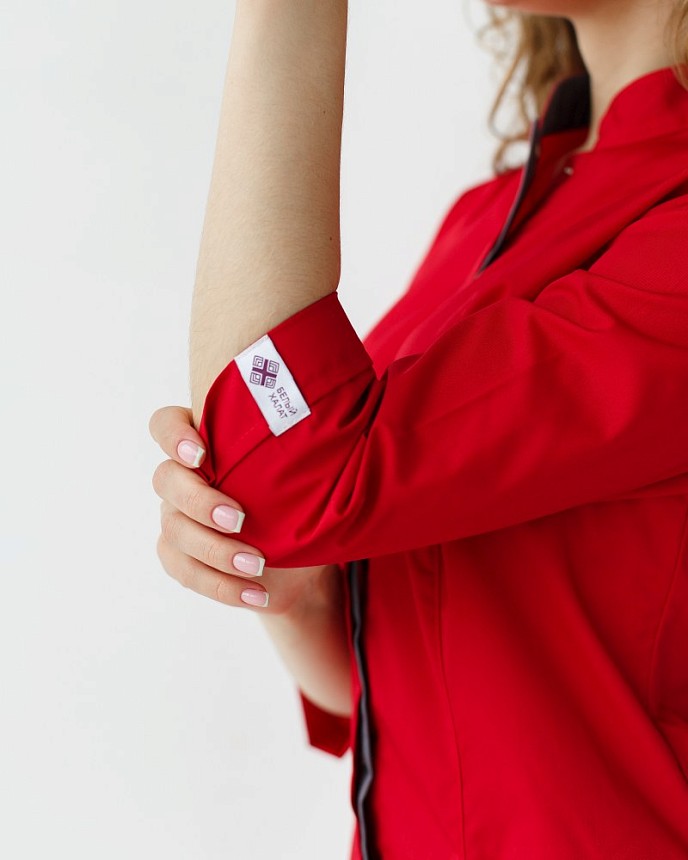 Медицинская рубашка женская Сакура красный-серый 3