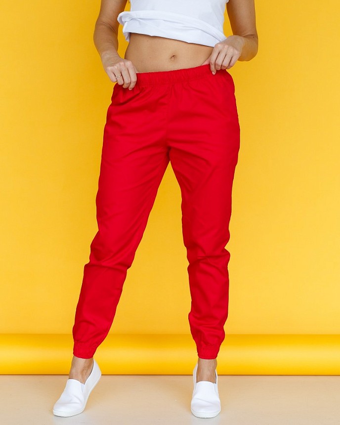 Медицинские штаны женские джоггеры красные