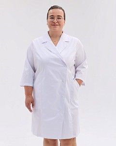 Медицинский халат женский Прага белый +SIZE