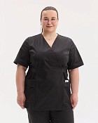 Медицинская рубашка женская Киото черная  +SIZE