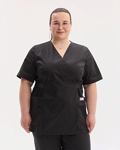 Медицинская рубашка женская Киото черная  +SIZE