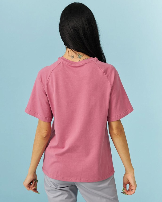 Медична футболка-реглан жіноча рожево-лілова 2