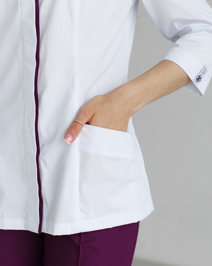 Медицинский костюм женский Сакура белый-фиолетовый 6