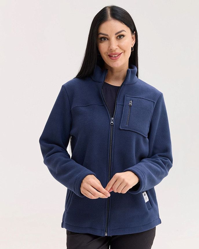 Медицинская кофта женская флисовая Финляндия синяя Белый халат Медицинская кофта женская флисовая Финляндия синяя