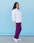 Медицинский костюм женский Сакура белый-фиолетовый +SIZE 7